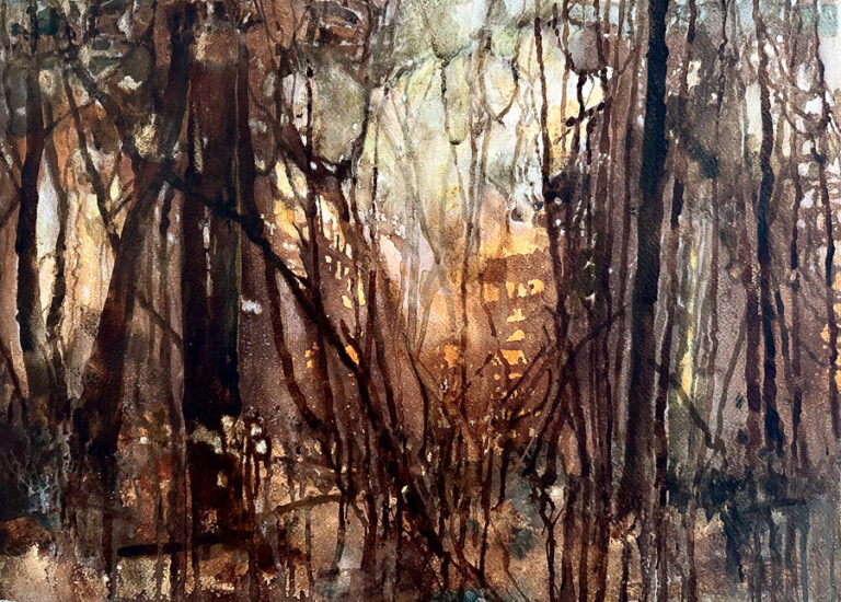 Brou_de_noix_encre_peinture_acrylique_sur_papier_2023_62X46_cm Arbres et ramures